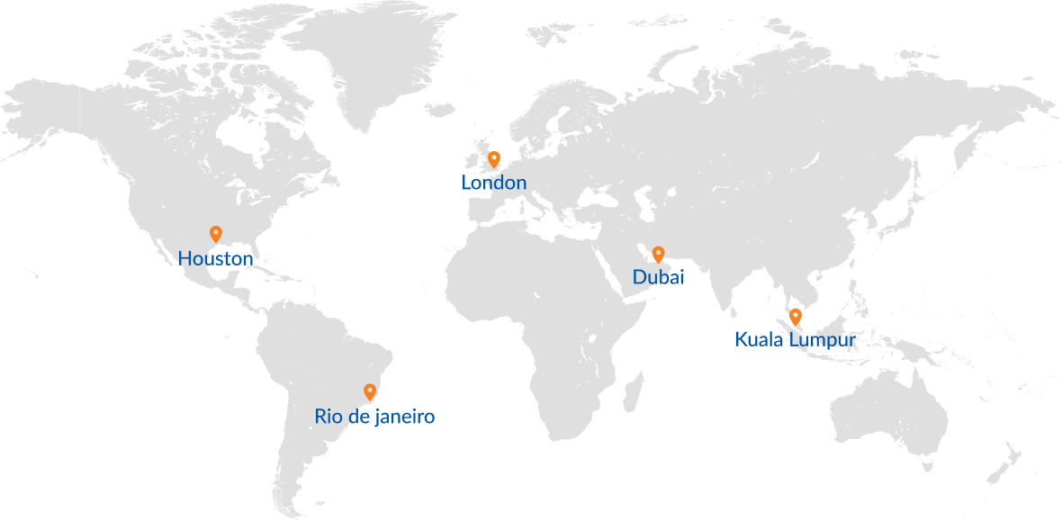 map with Aberdeen, Singapore and Rio, as well Dubai